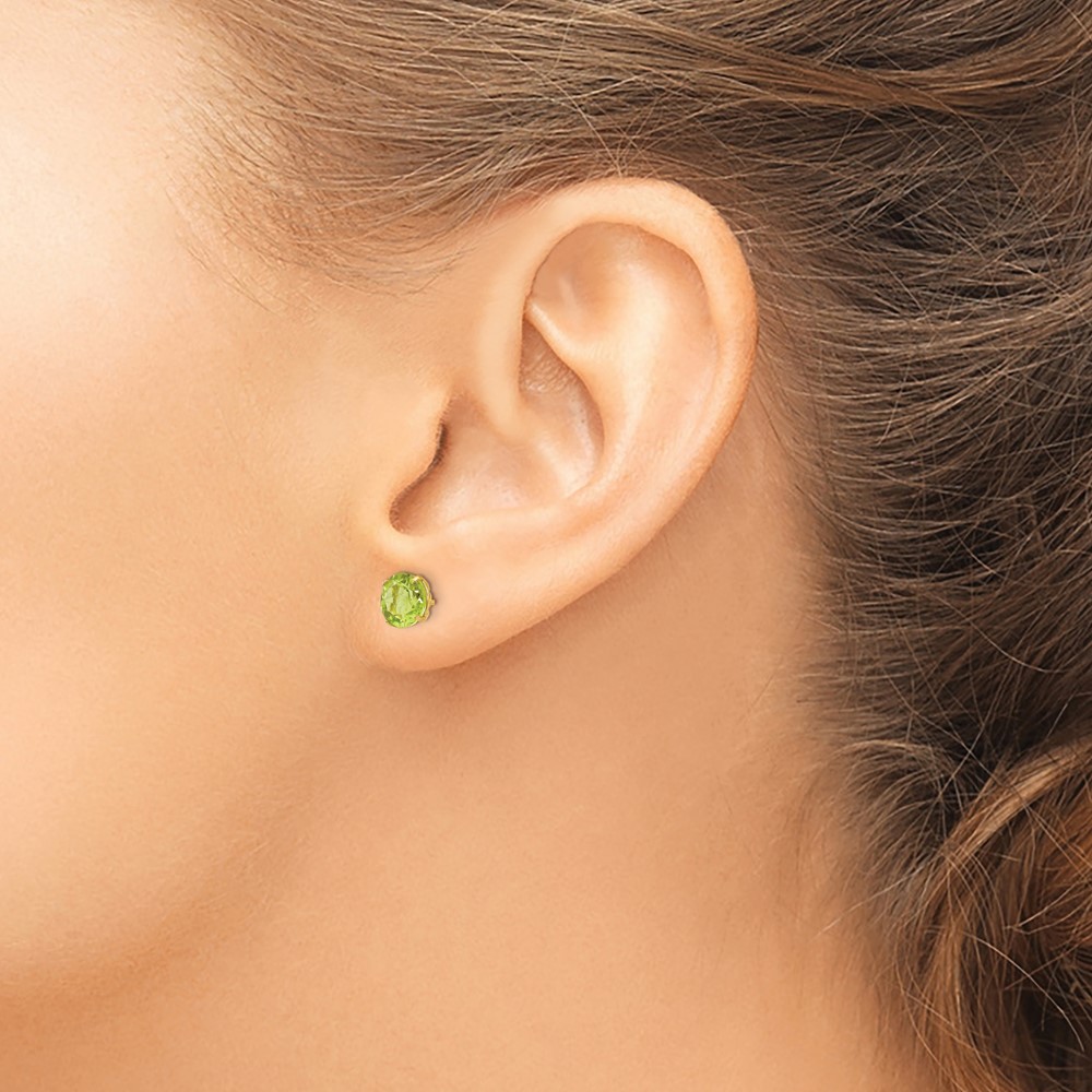14k Madi K Round Peridot 6mm Post Earrings (SE2289)