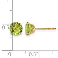 14K Yellow Gold Madi K 6mm Round Peridot Post Earrings view 4