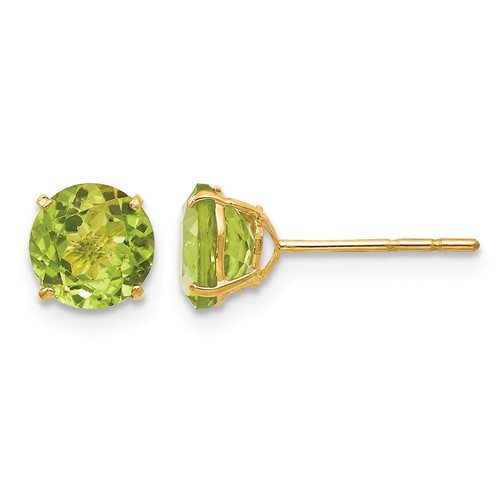 14K Yellow Gold Madi K 6mm Round Peridot Post Earrings