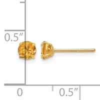 14K Yellow Gold Madi K 4mm Round Citrine Post Earrings view 4