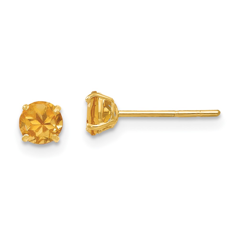 14k Madi K Round Citrine 4mm Post Earrings (SE2291)