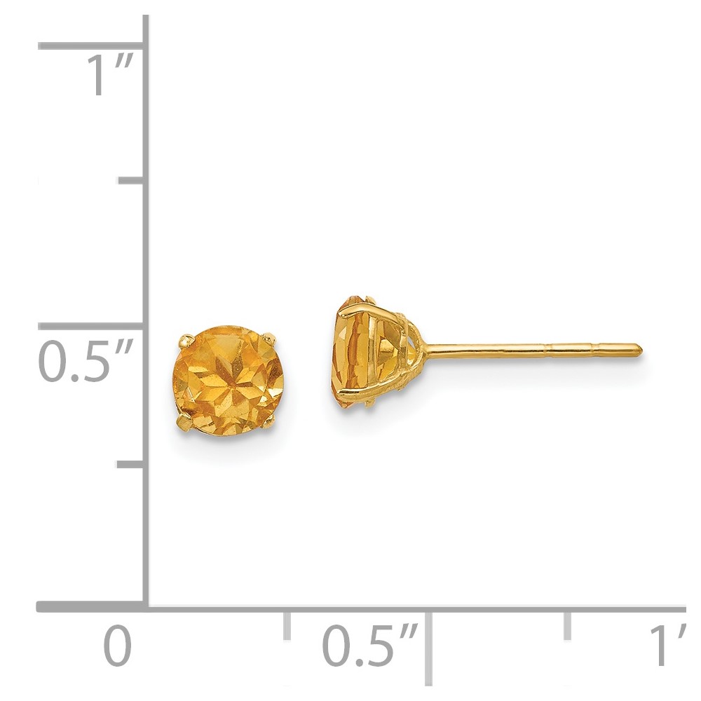 14k Madi K Round Citrine 5mm Post Earrings (SE2292)