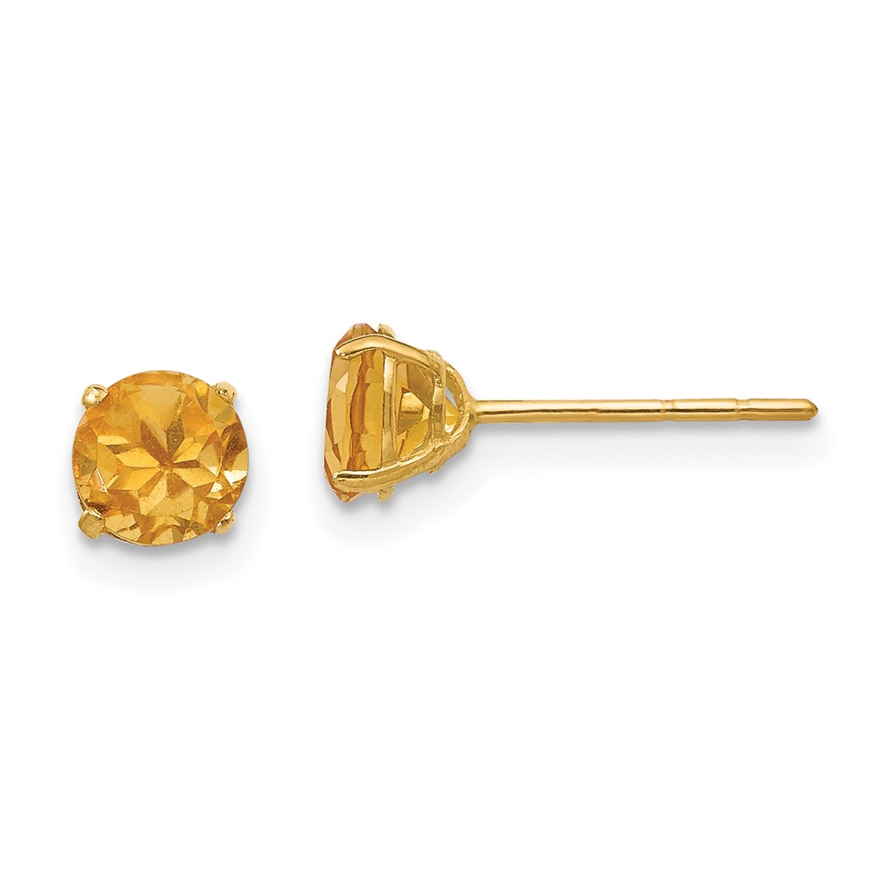 14k Madi K Round Citrine 5mm Post Earrings (SE2292)