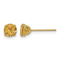 14K Yellow Gold Madi K 5mm Round Citrine Post Earrings view 1