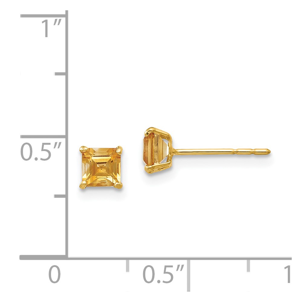 14k Madi K Citrine 4mm Square Post Earrings (SE2293)