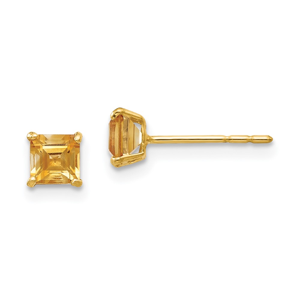 14k Madi K Citrine 4mm Square Post Earrings (SE2293)