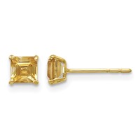 14K Yellow Gold Madi K 4mm Square Citrine Post Earrings view 1