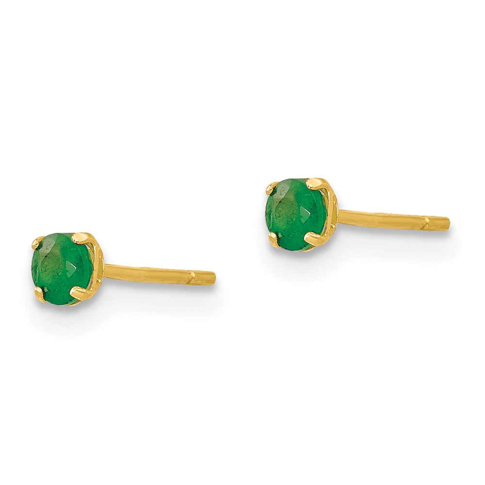 14k Madi K Round Emerald 3mm Post Earrings (SE2295)