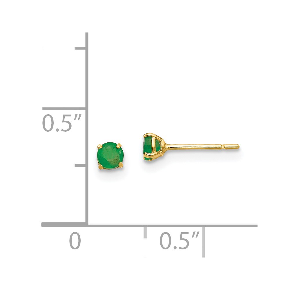 14k Madi K Round Emerald 3mm Post Earrings (SE2295)