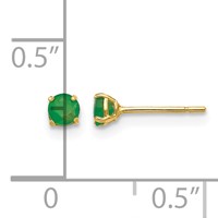 14K Yellow Gold Madi K 3mm Round Emerald Post Earrings view 4