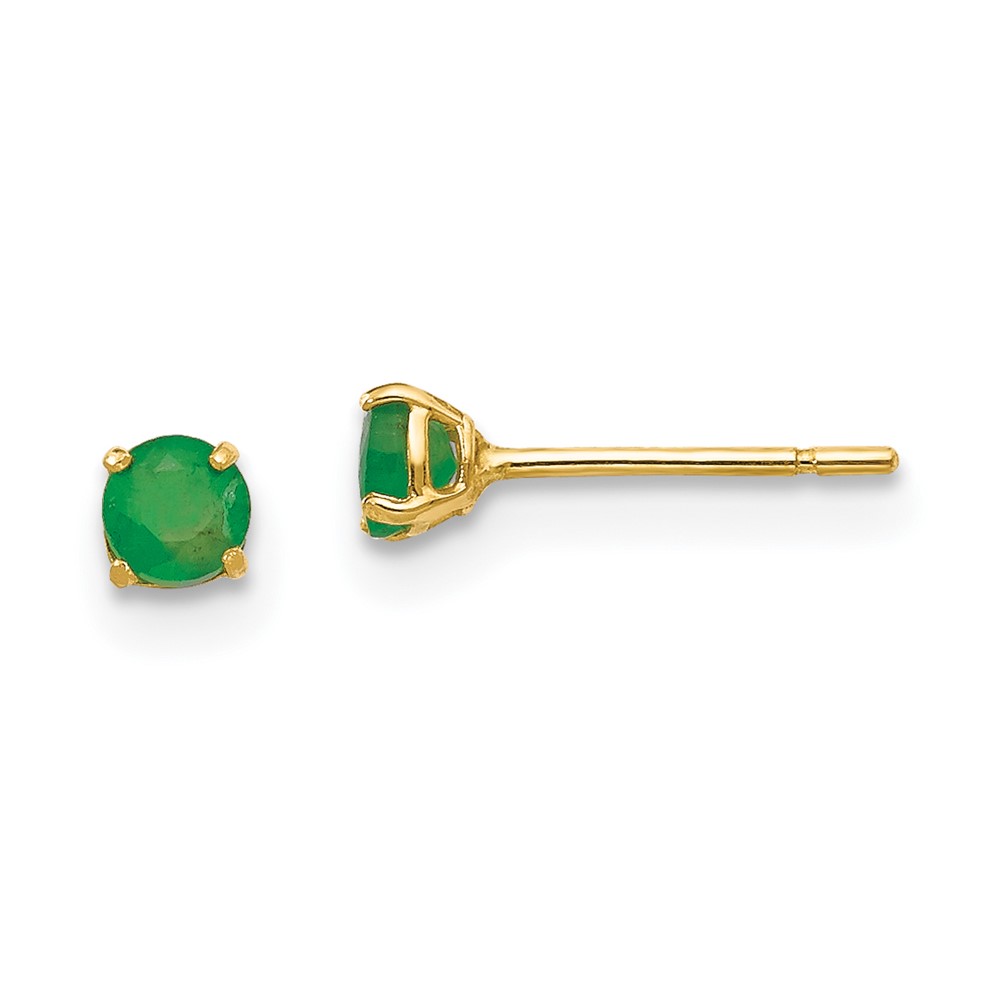 14k Madi K Round Emerald 3mm Post Earrings (SE2295)