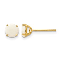 14K Yellow Gold Madi K 5mm Round Opal Post Earrings view 1