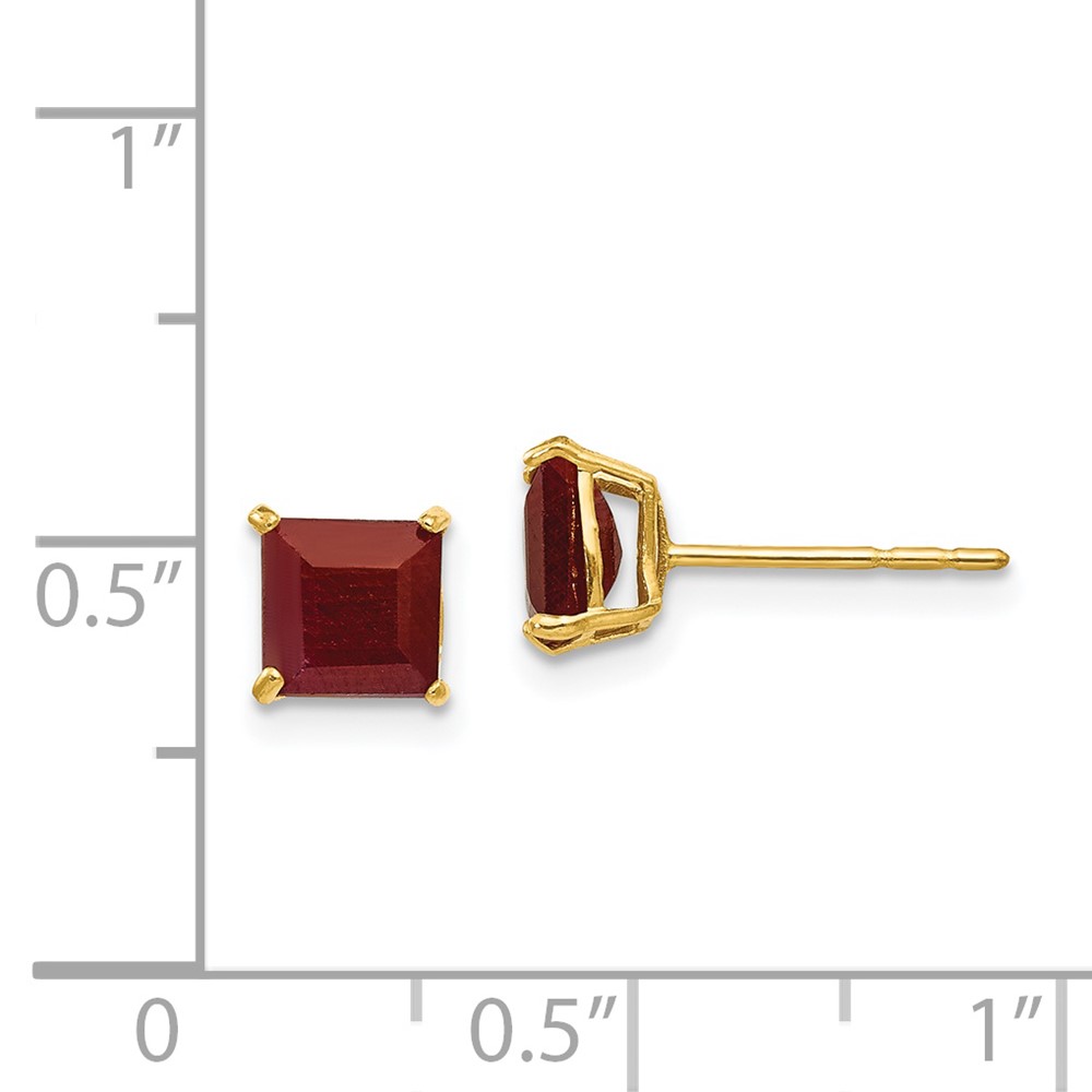 14k Madi K Ruby 5mm Square Post Earrings (SE2297)