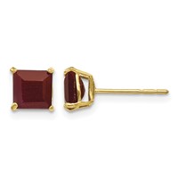 14K Yellow Gold Madi K 5mm Square Ruby Post Earrings view 1