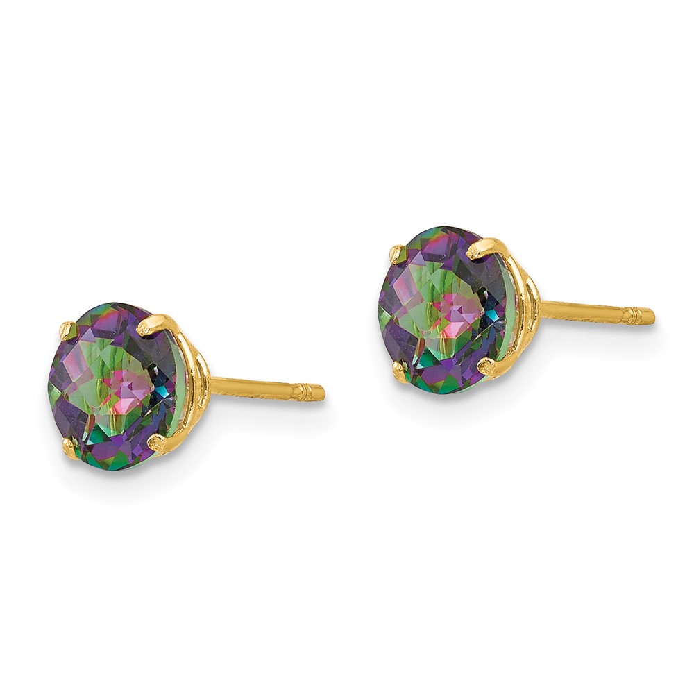 14k Madi K Round Mystic Topaz 6mm Post Earrings (SE2298)