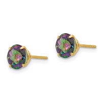 14K Yellow Gold Madi K 6mm Round Mystic Topaz Post Earrings view 2