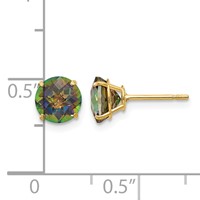14K Yellow Gold Madi K 6mm Round Mystic Topaz Post Earrings view 4