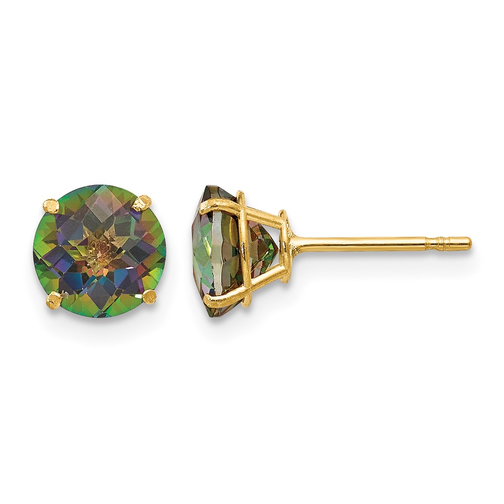 14k Madi K Round Mystic Topaz 6mm Post Earrings (SE2298)