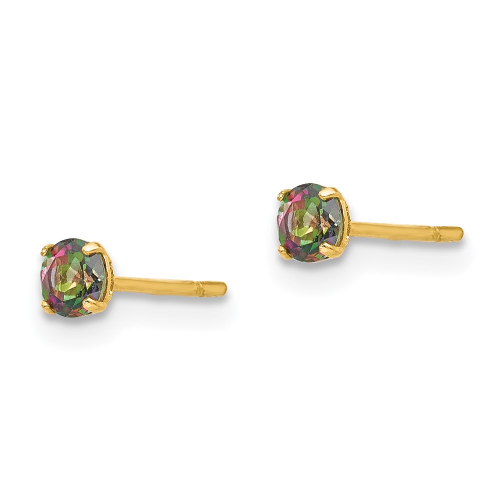 14k Madi K Round Mystic Topaz 3mm Post Earrings (SE2299)