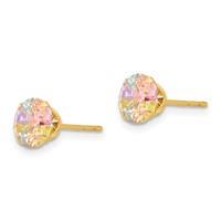 14K Yellow Gold Madi K 6mm Round Multi-color CZ Post Earrings view 2