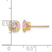 14K Yellow Gold Madi K 6mm Round Multi-color CZ Post Earrings view 4