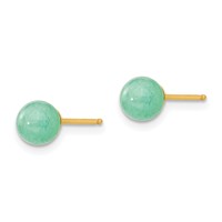 14K Yellow Gold Madi K 5mm Round Green Natural Stone Post Earrings view 2