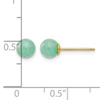 14K Yellow Gold Madi K 5mm Round Green Natural Stone Post Earrings view 4