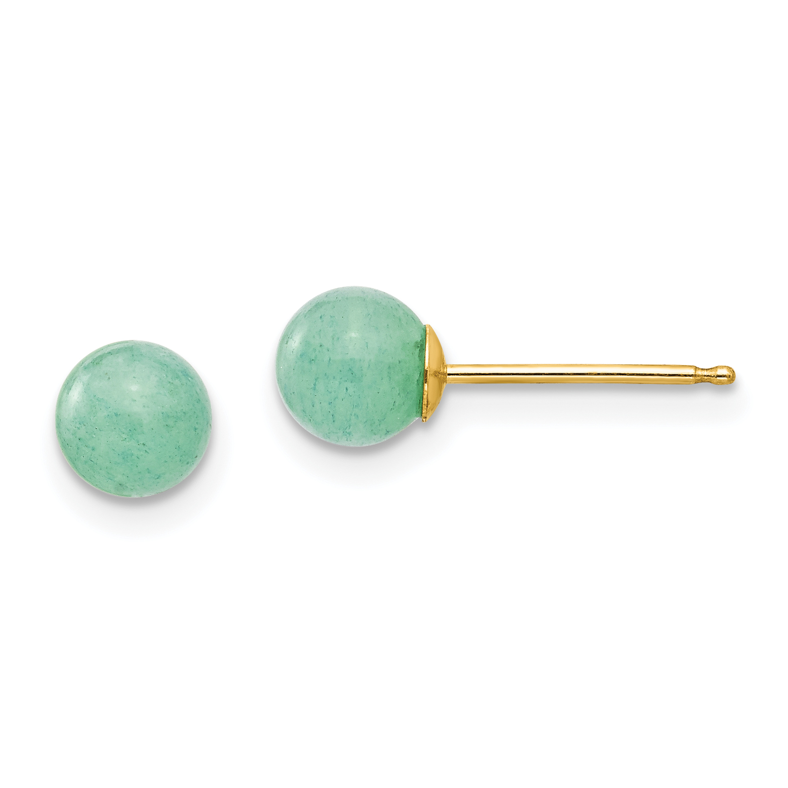 14k Madi K 5mm Green Natural Stone Post Earrings (SE2305)