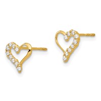 14K Yellow Gold Madi K CZ Heart Post Earrings view 2