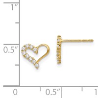14K Yellow Gold Madi K CZ Heart Post Earrings view 4