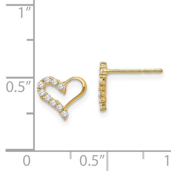 14k Madi K CZ Heart Childrens Post Earrings
