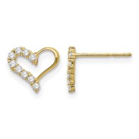 14K Yellow Gold Madi K CZ Heart Post Earrings view 1