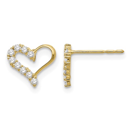 14K Yellow Gold Madi K CZ Heart Post Earrings