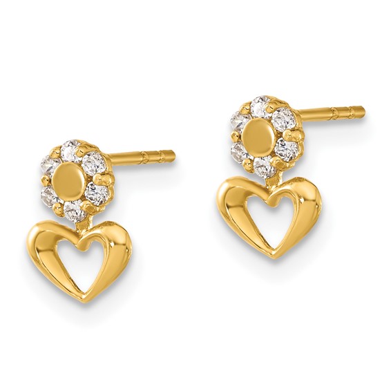 14ky Madi K Childrens Polished CZ Heart Post Earrings