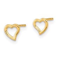 14K Yellow Gold Madi K 5.00mm Heart Post Earrings view 2