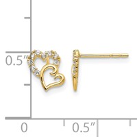14K Yellow Gold Madi K CZ Double Heart Post Earrings view 4