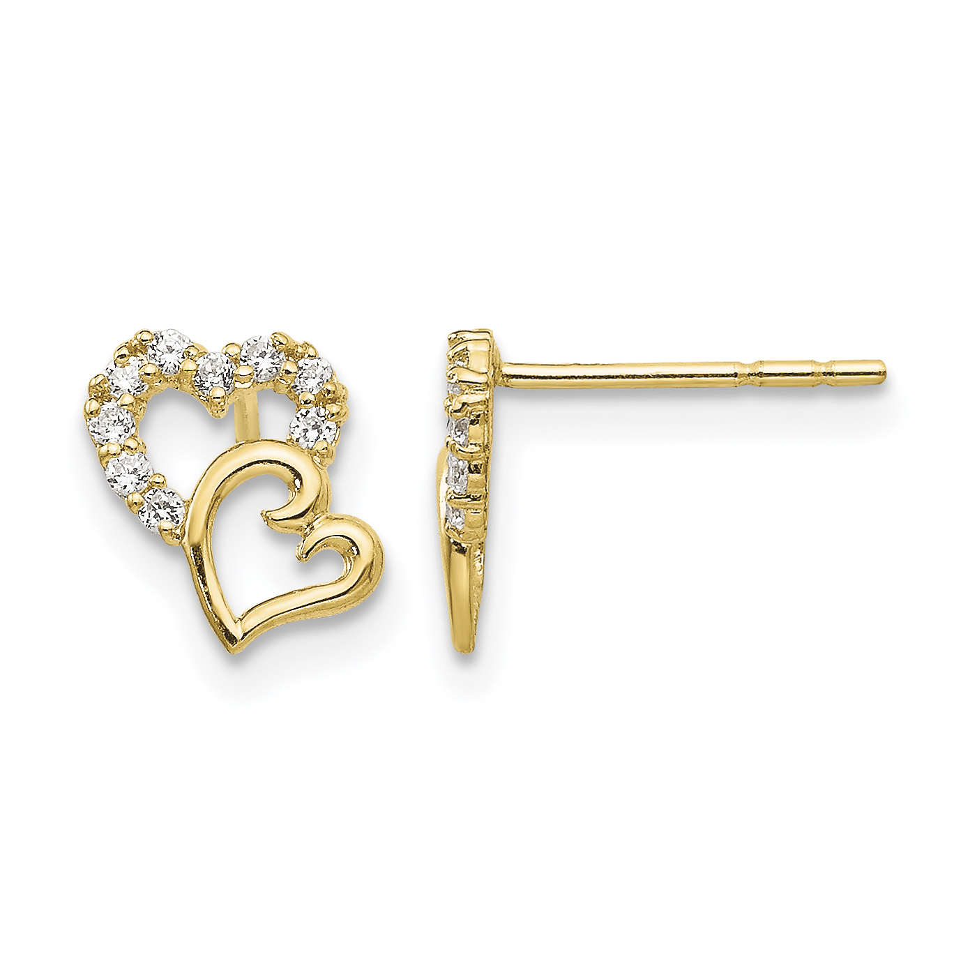 14k Madi K CZ Double Heart Post Earrings (SE2325)