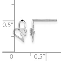 14K White Gold Madi K Heart Earrings with Butterfly Post view 3