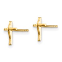 14K Yellow Gold Madi K Polished Cross Post Earrings view 2