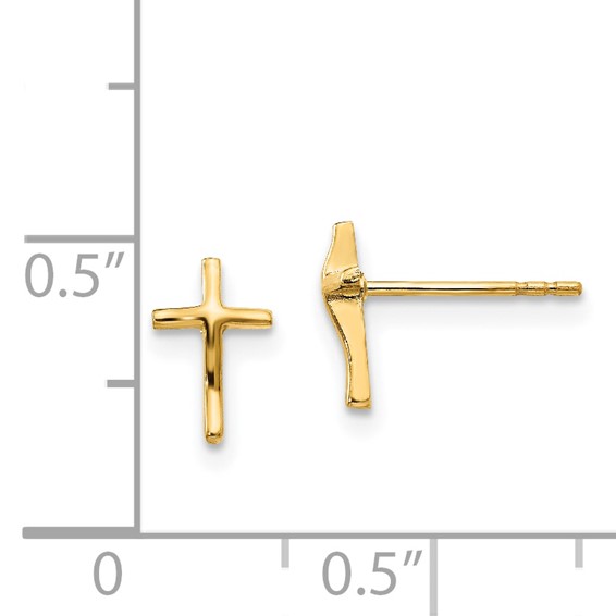 14k Madi K Polished Cross Childrens Post Earrings