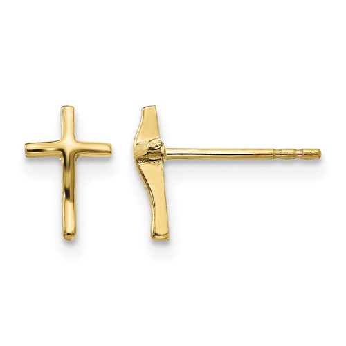 14K Yellow Gold Madi K Polished Cross Post Earrings