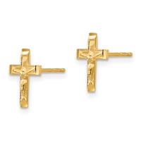 14K Yellow Gold Madi K Crucifix Post Earrings view 2