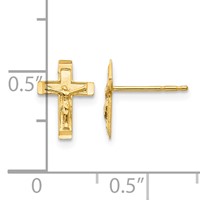 14K Yellow Gold Madi K Crucifix Post Earrings view 4