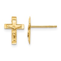 14K Yellow Gold Madi K Crucifix Post Earrings view 1