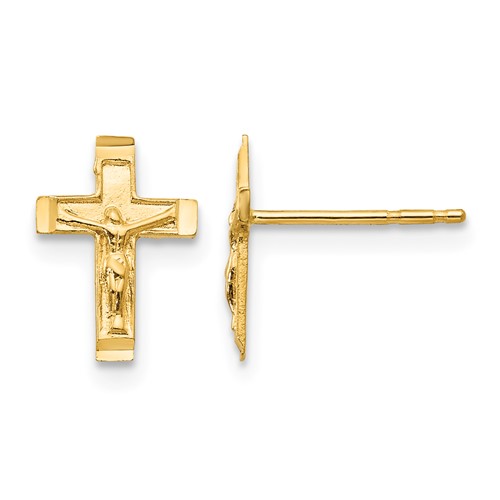 14K Yellow Gold Madi K Crucifix Post Earrings