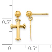 14K Yellow Gold Madi K Cross Dangle Post Earrings view 4