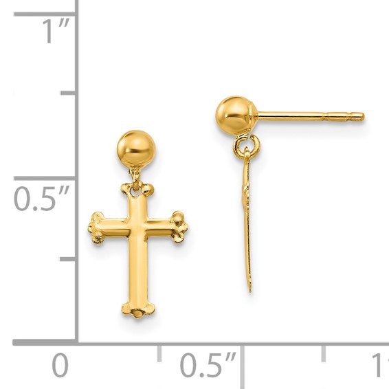 14k Madi K Cross Dangle Childrens Post Earrings