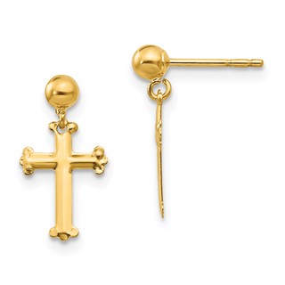 14k Madi K Cross Dangle Childrens Post Earrings