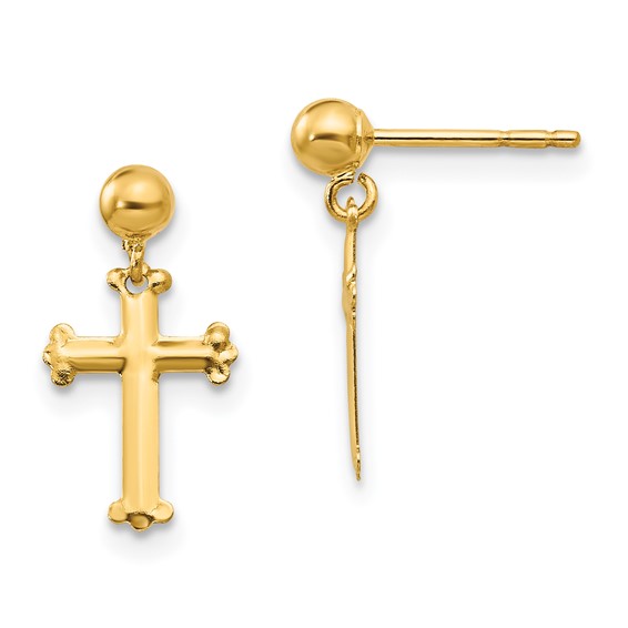 14k Madi K Cross Dangle Childrens Post Earrings