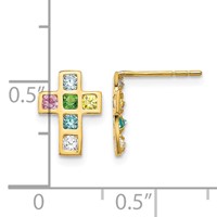 14K Yellow Gold Madi K Multi-colored CZ Cross Post Earrings view 4